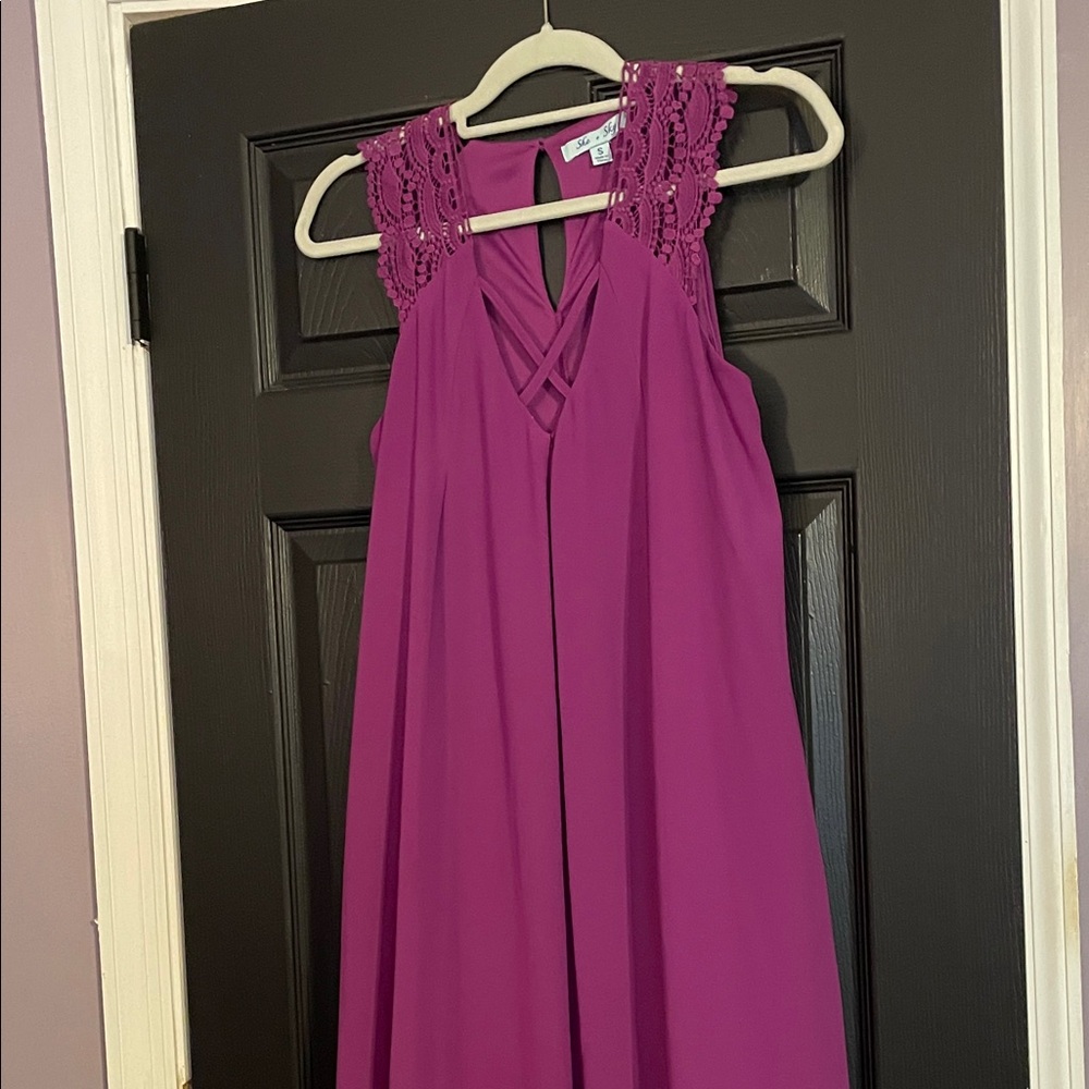 She + Sky Magenta Sleeveless Mini Dress